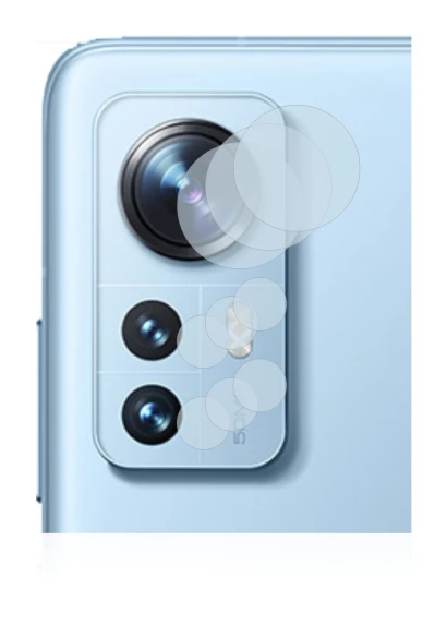 Abbildung des Geräts Xiaomi 12 (NUR Kameraschutz) mit einer Vielzahl des Displayschutzes.