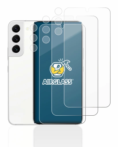 Abbildung des Geräts Samsung Galaxy S22 5G (Display+Kamera) mit einer Vielzahl des Displayschutzes.