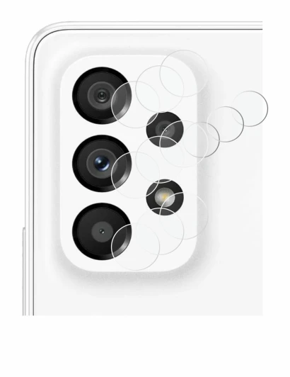 Abbildung des Geräts Samsung Galaxy A53 5G (NUR Kameraschutz) mit einer Vielzahl des Displayschutzes.