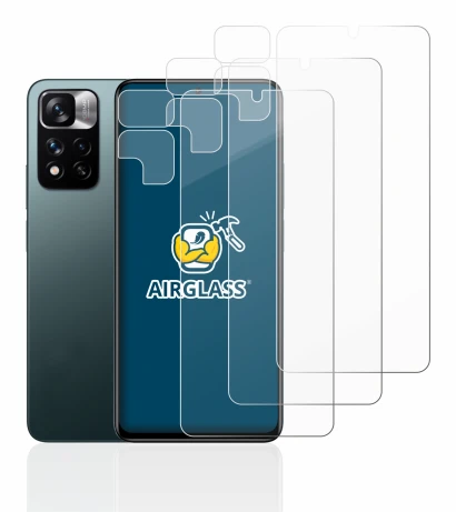 Abbildung des Geräts Xiaomi Redmi Note 11 Pro+ 5G (Display+Kamera) mit einer Vielzahl des Displayschutzes.
