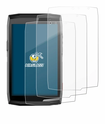 Abbildung des Geräts Crosscall Core T5 mit einer Vielzahl des Displayschutzes.