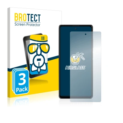 Vorderseite einer Produktverpackung mit dem Markenlogo BROTECT. Daneben ist das Gerät Blackview A100 mit dem zugehörigen Displ