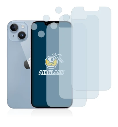 Abbildung des Geräts Apple iPhone 14 (Display+Kamera) mit einer Vielzahl des Displayschutzes.