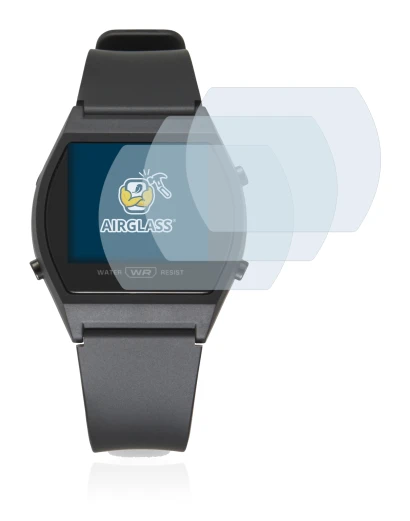 Abbildung des Geräts Casio LW-204-1BEF mit einer Vielzahl des Displayschutzes.