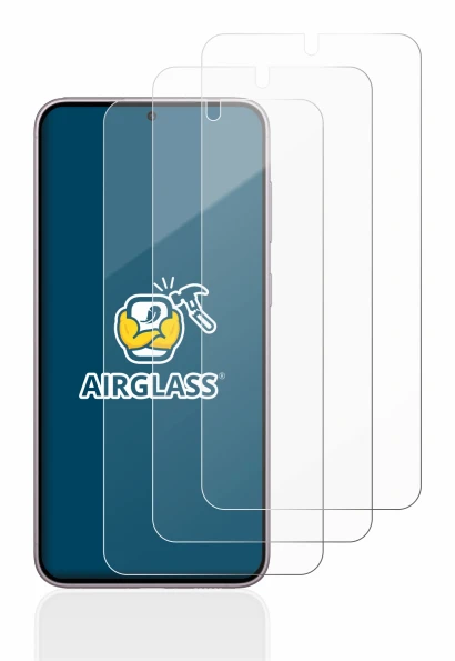 Abbildung des Geräts Samsung Galaxy S23 mit einer Vielzahl des Displayschutzes.