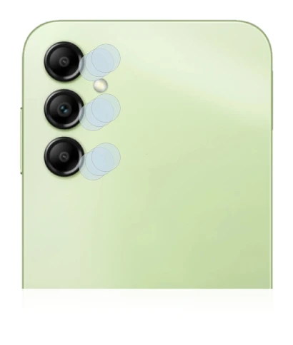 Abbildung des Geräts Samsung Galaxy A14 5G (NUR Kameraschutz) mit einer Vielzahl des Displayschutzes.