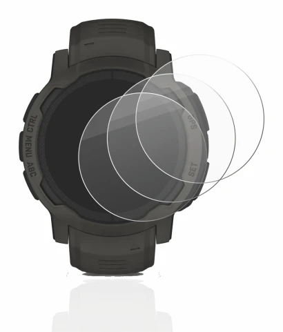 Abbildung des Geräts Garmin Instinct 2 Solar mit einer Vielzahl des Displayschutzes.