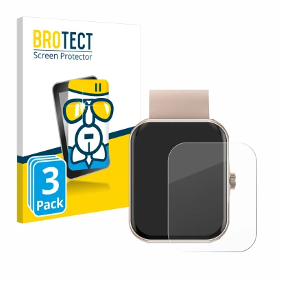Vorderseite einer Produktverpackung mit dem Markenlogo BROTECT. Daneben ist das Gerät Mutoy Smartwatch 1.83" mit dem zugehörig