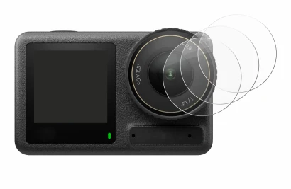 Abbildung des Geräts DJI Osmo Action 4 (Linse) mit einer Vielzahl des Displayschutzes.