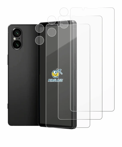 Abbildung des Geräts Sony Xperia 5 V (Display+Kamera) mit einer Vielzahl des Displayschutzes.