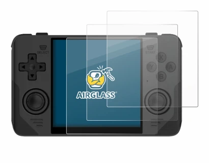 Abbildung des Geräts Powkiddy RGB30 mit einer Vielzahl des Displayschutzes.