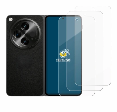 Abbildung des Geräts OnePlus Open mit einer Vielzahl des Displayschutzes.