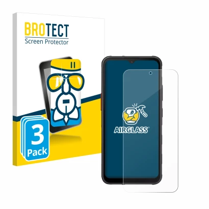 Vorderseite einer Produktverpackung mit dem Markenlogo BROTECT. Daneben ist das Gerät Samsung Galaxy XCover 7 mit dem zugehöri