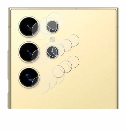 Abbildung des Geräts Samsung Galaxy S24 Ultra (NUR Kameraschutz) mit einer Vielzahl des Displayschutzes.