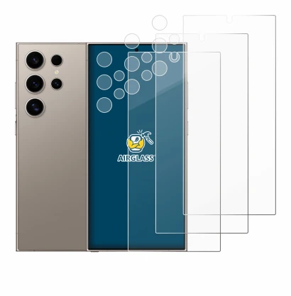Abbildung des Geräts Samsung Galaxy S24 Ultra (case-friendly) (Display+Kamera) mit einer Vielzahl des Displayschutzes.