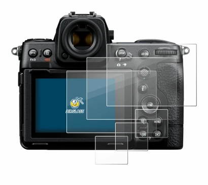 Abbildung des Geräts Nikon Z 8 (Display + Schulterdisplay) mit einer Vielzahl des Displayschutzes.
