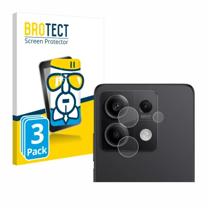 Vorderseite einer Produktverpackung mit dem Markenlogo BROTECT. Daneben ist das Gerät Xiaomi Redmi Note 13 Pro 5G (NUR Kameras