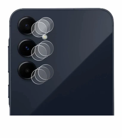 Abbildung des Geräts Samsung Galaxy A55 5G (NUR Kameraschutz) mit einer Vielzahl des Displayschutzes.