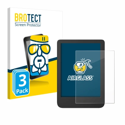 Vorderseite einer Produktverpackung mit dem Markenlogo BROTECT. Daneben ist das Gerät Tolino Shine 5 Color 2024 mit dem zugehö