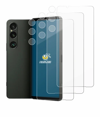 Abbildung des Geräts Sony Xperia 1 VI (Display+Kamera) mit einer Vielzahl des Displayschutzes.