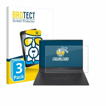 Vorderseite einer Produktverpackung mit dem Markenlogo BROTECT. Daneben ist das Gerät LG gram Pro 16 2024 mit dem zugehörigen 