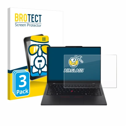 Vorderseite einer Produktverpackung mit dem Markenlogo BROTECT. Daneben ist das Gerät Lenovo ThinkPad T14s Gen 6 mit dem zugeh