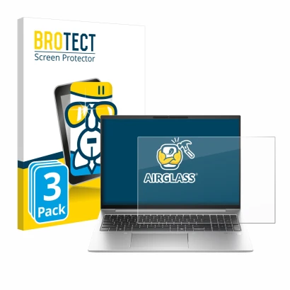 Vorderseite einer Produktverpackung mit dem Markenlogo BROTECT. Daneben ist das Gerät HP EliteBook 860 G11 mit dem zugehörigen