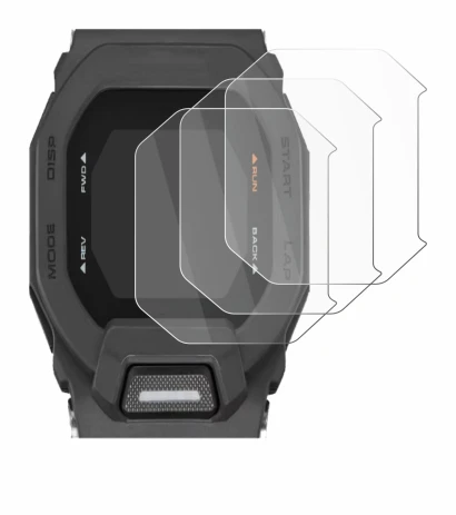 Abbildung des Geräts Casio G-Shock GBD-200 mit einer Vielzahl des Displayschutzes.