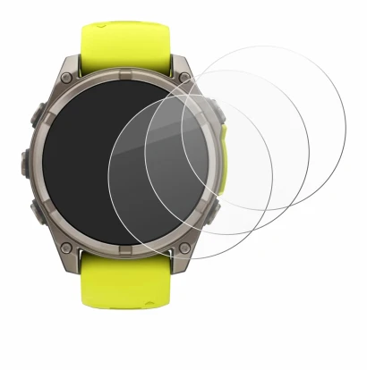 Abbildung des Geräts Garmin Fenix 8 Solar (47 mm) mit einer Vielzahl des Displayschutzes.