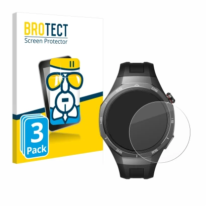 Vorderseite einer Produktverpackung mit dem Markenlogo BROTECT. Daneben ist das Gerät Huawei Watch GT 5 Pro (46 mm) mit dem zu