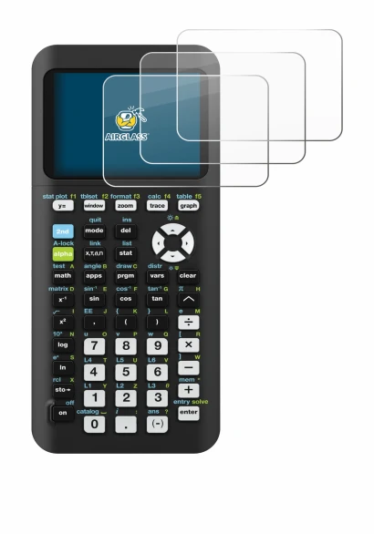 Abbildung des Geräts Texas Instruments TI-84 Plus CE-T Python mit einer Vielzahl des Displayschutzes.