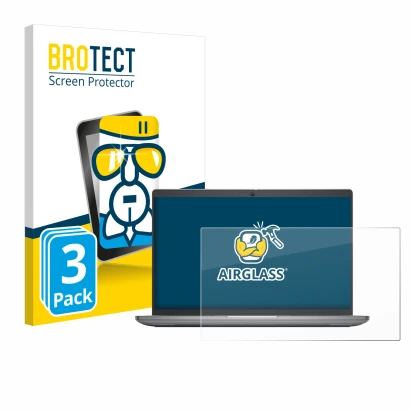 Vorderseite einer Produktverpackung mit dem Markenlogo BROTECT. Daneben ist das Gerät Dell Latitude 5450 Laptop 14