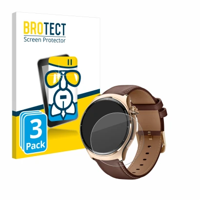 Vorderseite einer Produktverpackung mit dem Markenlogo BROTECT. Daneben ist das Gerät Xiaomi Mibro Lite 3 Pro mit dem zugehöri