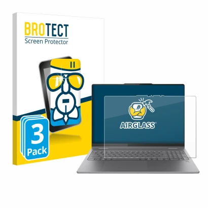 Vorderseite einer Produktverpackung mit dem Markenlogo BROTECT. Daneben ist das Gerät Lenovo Yoga 7 2-in-1 Gen 10 16" mit dem 