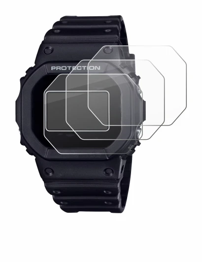 Abbildung des Geräts Casio G-Shock DW-5600RL-1 mit einer Vielzahl des Displayschutzes.