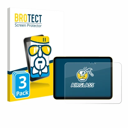 Vorderseite einer Produktverpackung mit dem Markenlogo BROTECT. Daneben ist das Gerät Apple iPad Air 11