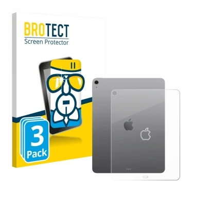 Vorderseite einer Produktverpackung mit dem Markenlogo BROTECT. Daneben ist das Gerät Apple iPad Air 13" M3 2025 (Rückseite) m