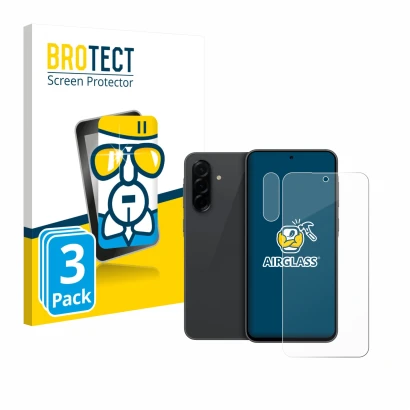 Vorderseite einer Produktverpackung mit dem Markenlogo BROTECT. Daneben ist das Gerät Samsung Galaxy A36 5G (Display+Kamera) m