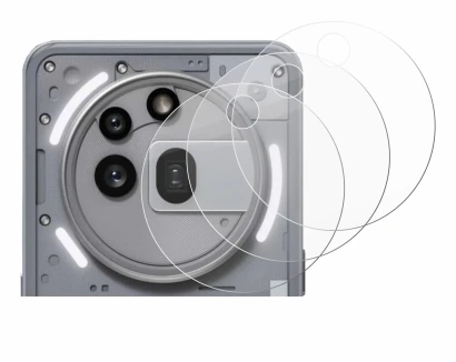 Abbildung des Geräts Nothing Phone (3a) Pro (NUR Kameraschutz) mit einer Vielzahl des Displayschutzes.