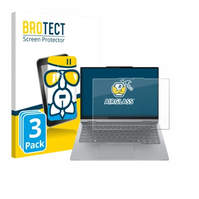 Vorderseite einer Produktverpackung mit dem Markenlogo BROTECT. Daneben ist das Gerät Lenovo ThinkBook 14 2-in-1 Gen 5 mit dem