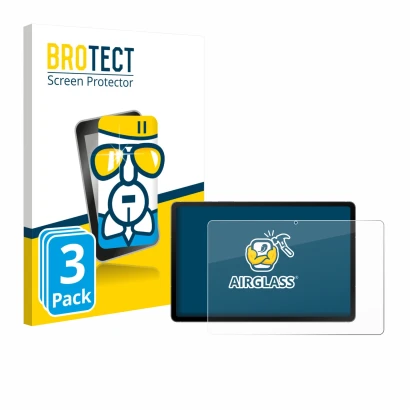 Vorderseite einer Produktverpackung mit dem Markenlogo BROTECT. Daneben ist das Gerät Samsung Galaxy Tab S10 FE WiFi mit dem z