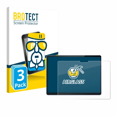 Vorderseite einer Produktverpackung mit dem Markenlogo BROTECT. Daneben ist das Gerät Microsoft Surface Pro 13 mit dem zugehör