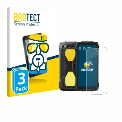 Vorderseite einer Produktverpackung mit dem Markenlogo BROTECT. Daneben ist das Gerät Blackview BV7300 (Display+Kamera) mit de