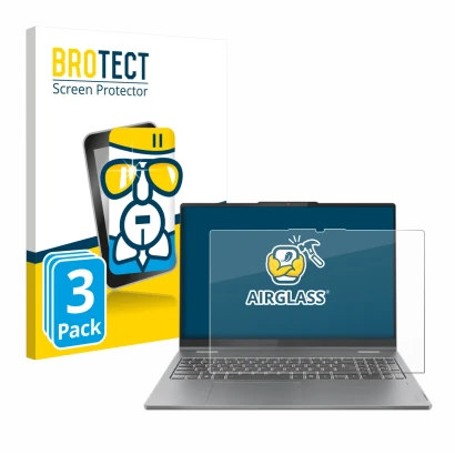 Vorderseite einer Produktverpackung mit dem Markenlogo BROTECT. Daneben ist das Gerät Lenovo IdeaPad 5 2-in-1 Gen 10 16" mit d