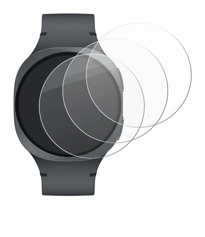 Abbildung des Geräts Samsung Galaxy Watch 8 (40 mm) mit einer Vielzahl des Displayschutzes.