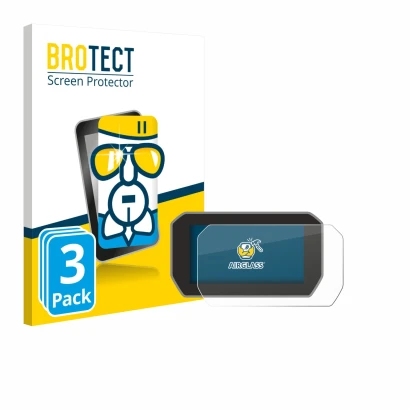 Vorderseite einer Produktverpackung mit dem Markenlogo BROTECT. Daneben ist das Gerät Ducati V4S 2021 Tachoanzeige mit dem zug