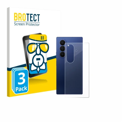 Vorderseite einer Produktverpackung mit dem Markenlogo BROTECT. Daneben ist das Gerät Samsung Galaxy Z Fold 7 (Rückseite) mit 