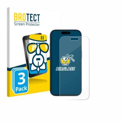 Vorderseite einer Produktverpackung mit dem Markenlogo BROTECT. Daneben ist das Gerät Apple iPhone 17 Pro Max mit dem zugehöri