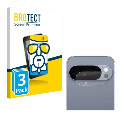 Vorderseite einer Produktverpackung mit dem Markenlogo BROTECT. Daneben ist das Gerät Google Pixel 10 Pro (NUR Kameraschutz) m