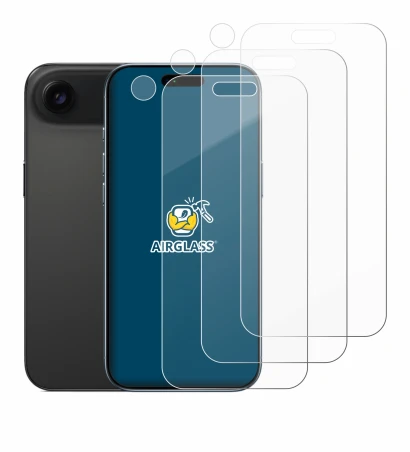 Abbildung des Geräts Apple iPhone Air (Display+Kamera) mit einer Vielzahl des Displayschutzes.